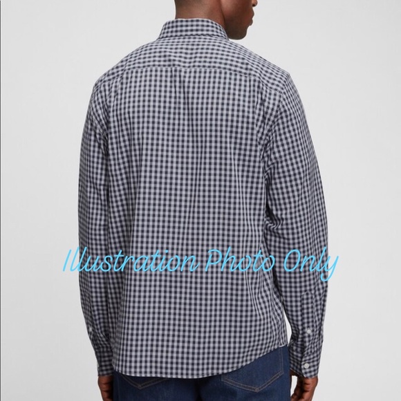 GAP Plaid Poplin Shirt Gray Small Long Sleeve Mens - Picture 5 of 14